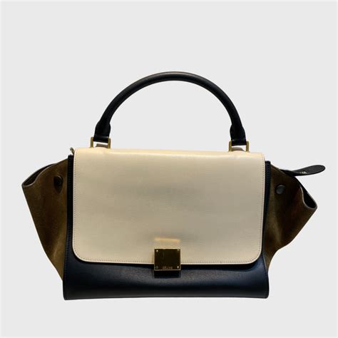 Celine Trapeze Small Calfskin Beige Black GHW – Perrine Porter